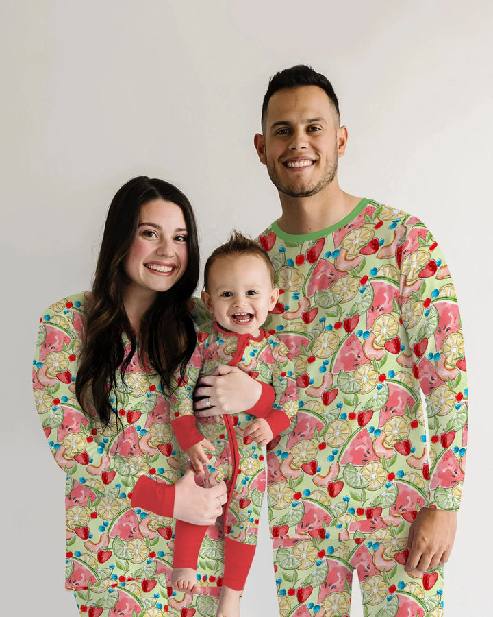 Schlafanzugset aus Bambus mit süßen Sommerfrüchten für die Familie im Partnerlook – Damen