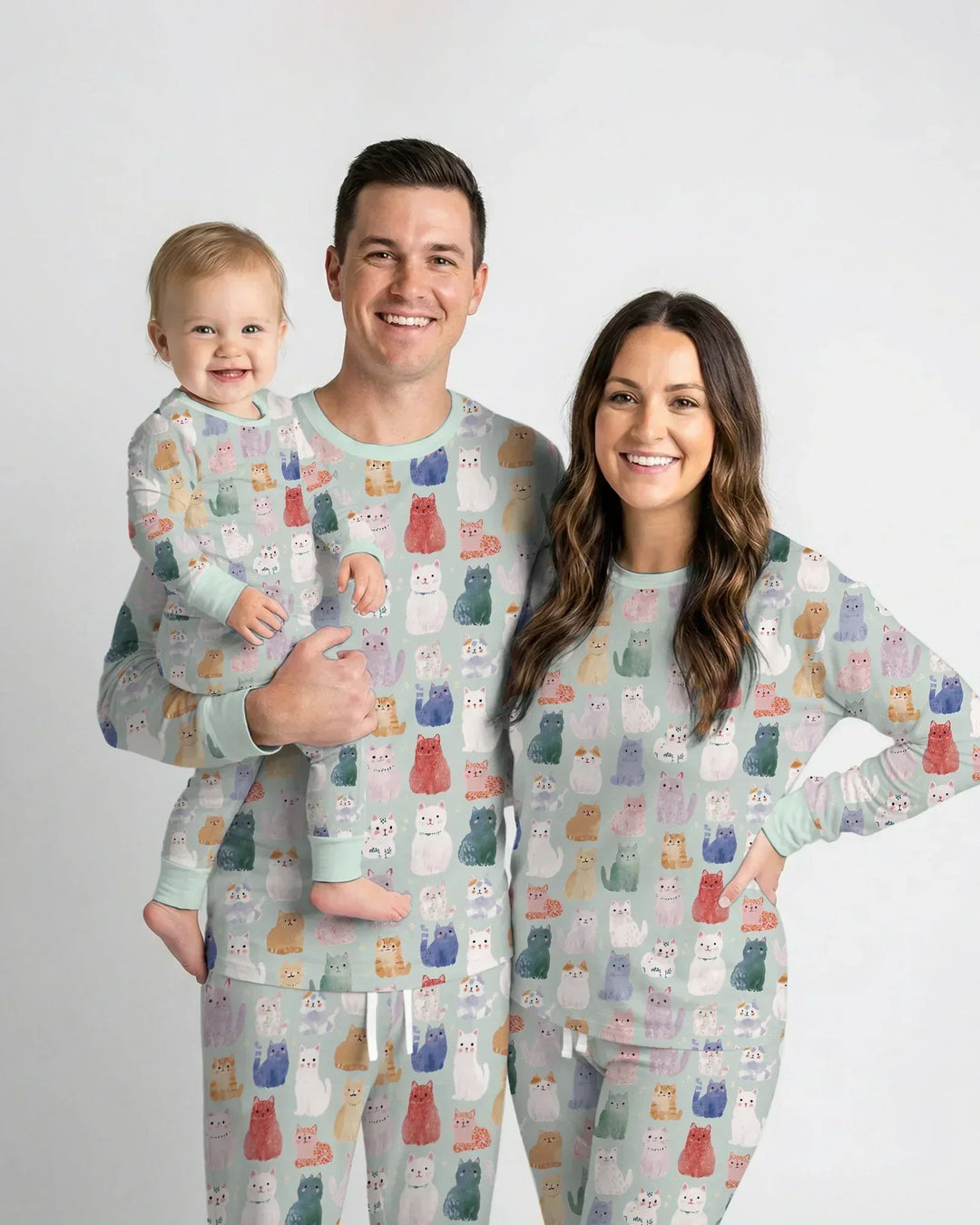 Enchanted Happy Kitty Family Matching Bamboo Women Pajama Set