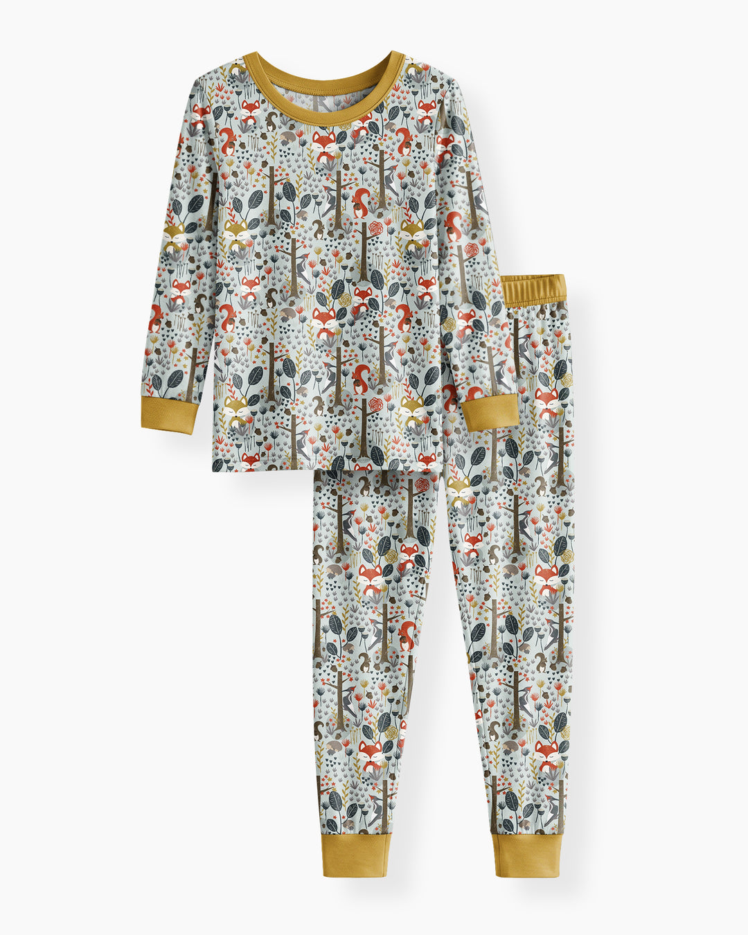 Rustic Woodland Foxes Bamboo Two Piece Long Sleeve Pajama Set