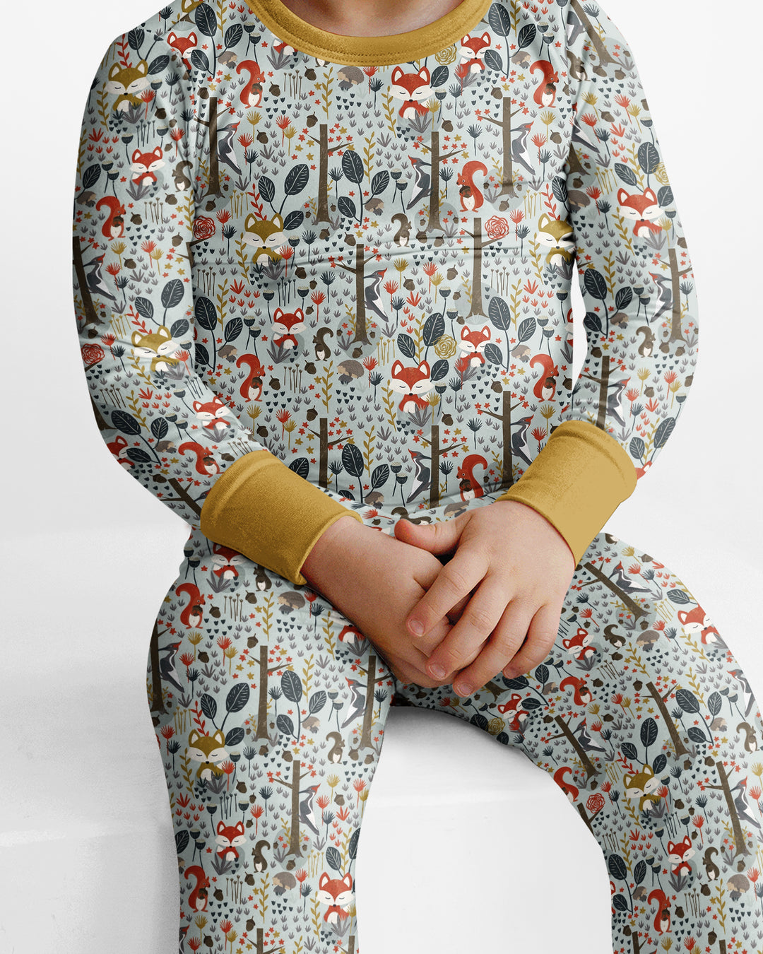 Rustic Woodland Foxes Bamboo Two Piece Long Sleeve Pajama Set