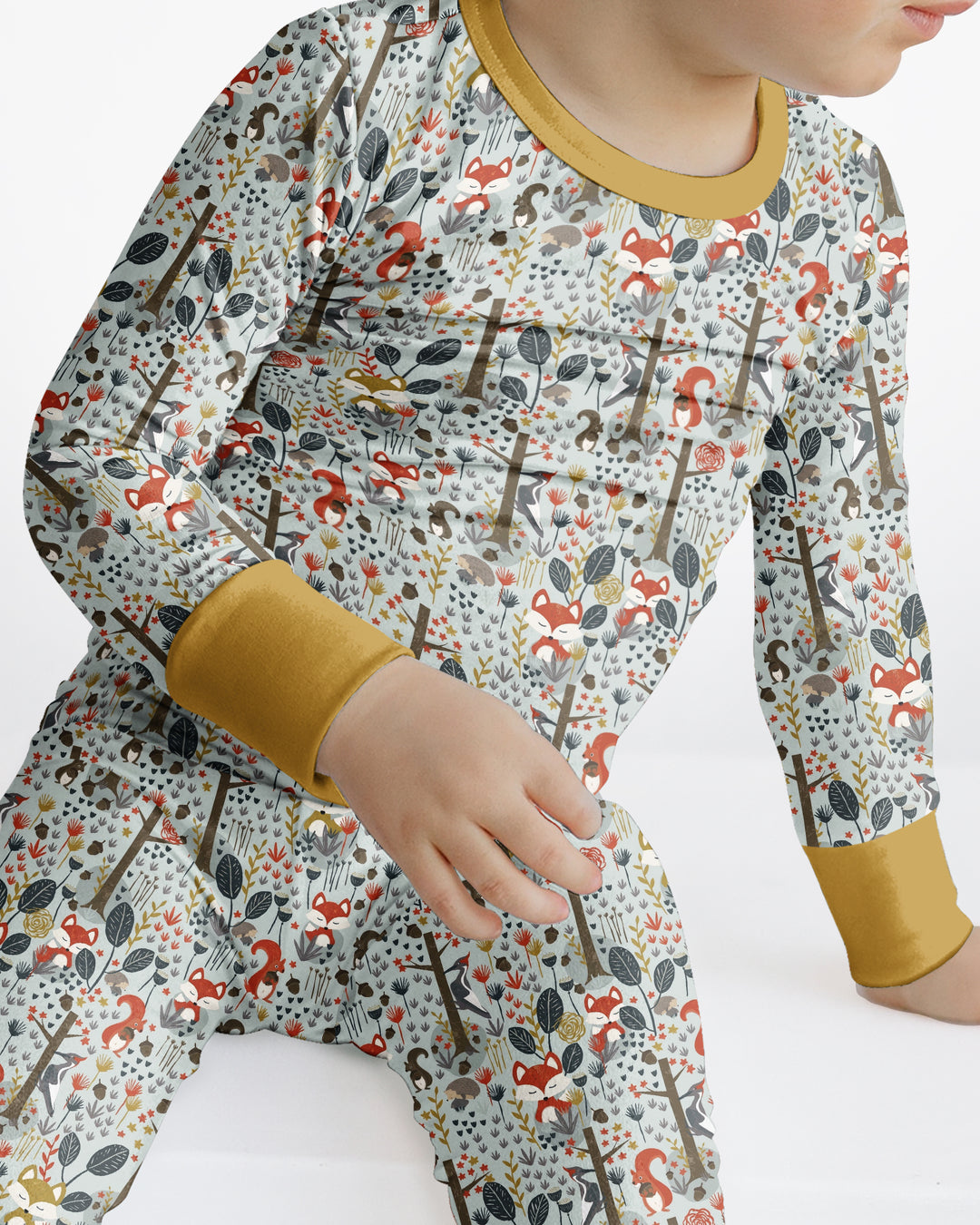 Rustic Woodland Foxes Bamboo Two Piece Long Sleeve Pajama Set