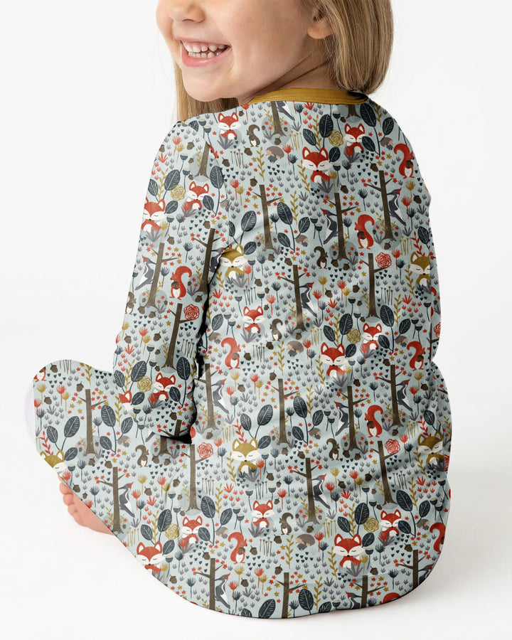 Rustic Woodland Foxes Bamboo Two Piece Long Sleeve Pajama Set