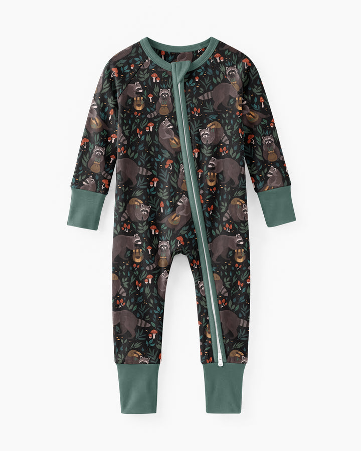 Raccoon And Whimsical Mushroom Bamboo Convertible Zippy