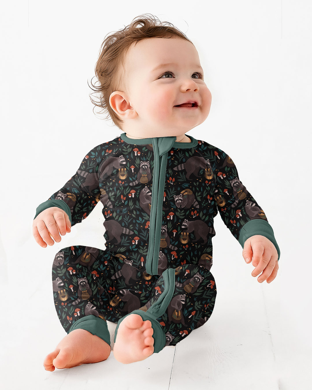 Raccoon And Whimsical Mushroom Bamboo Convertible Zippy