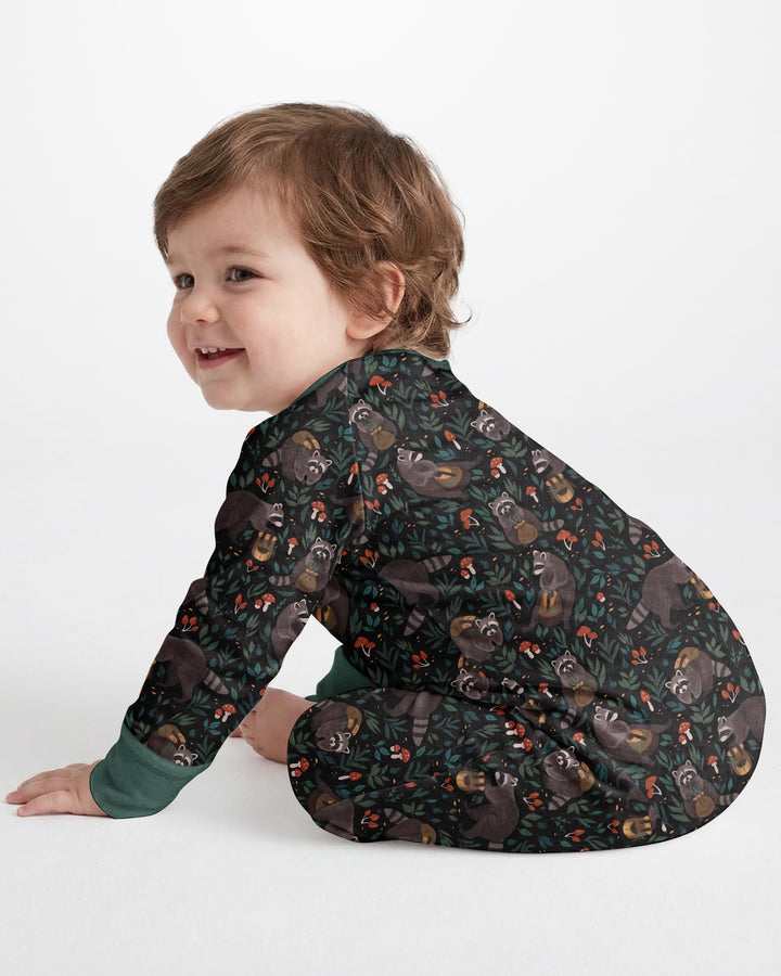 Raccoon And Whimsical Mushroom Bamboo Convertible Zippy