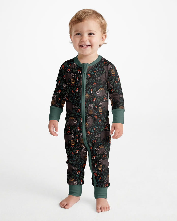 Raccoon And Whimsical Mushroom Bamboo Convertible Zippy