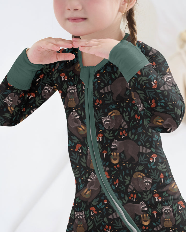 Raccoon And Whimsical Mushroom Bamboo Convertible Zippy