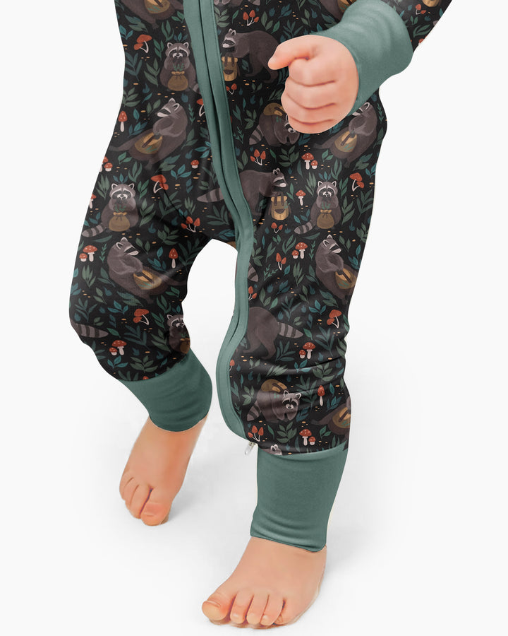 Raccoon And Whimsical Mushroom Bamboo Convertible Zippy