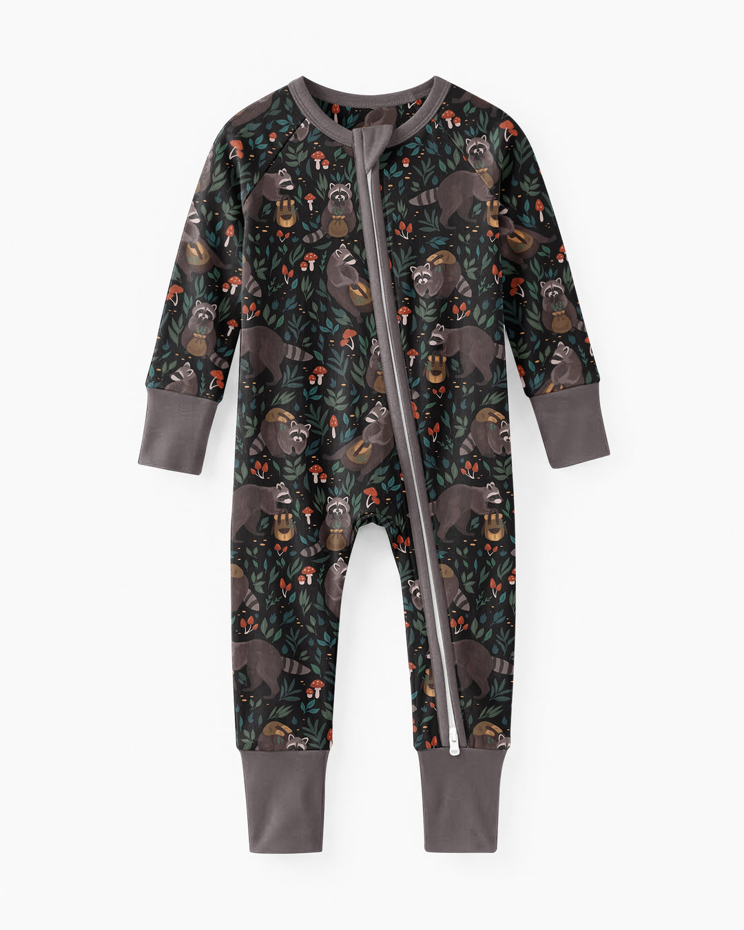 Raccoon And Whimsical Mushroom Bamboo Convertible Zippy