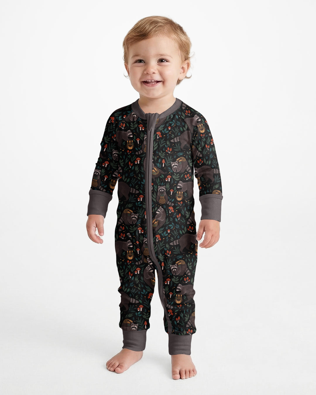 Raccoon And Whimsical Mushroom Bamboo Convertible Zippy