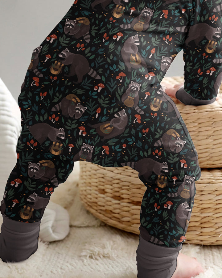 Raccoon And Whimsical Mushroom Bamboo Convertible Zippy