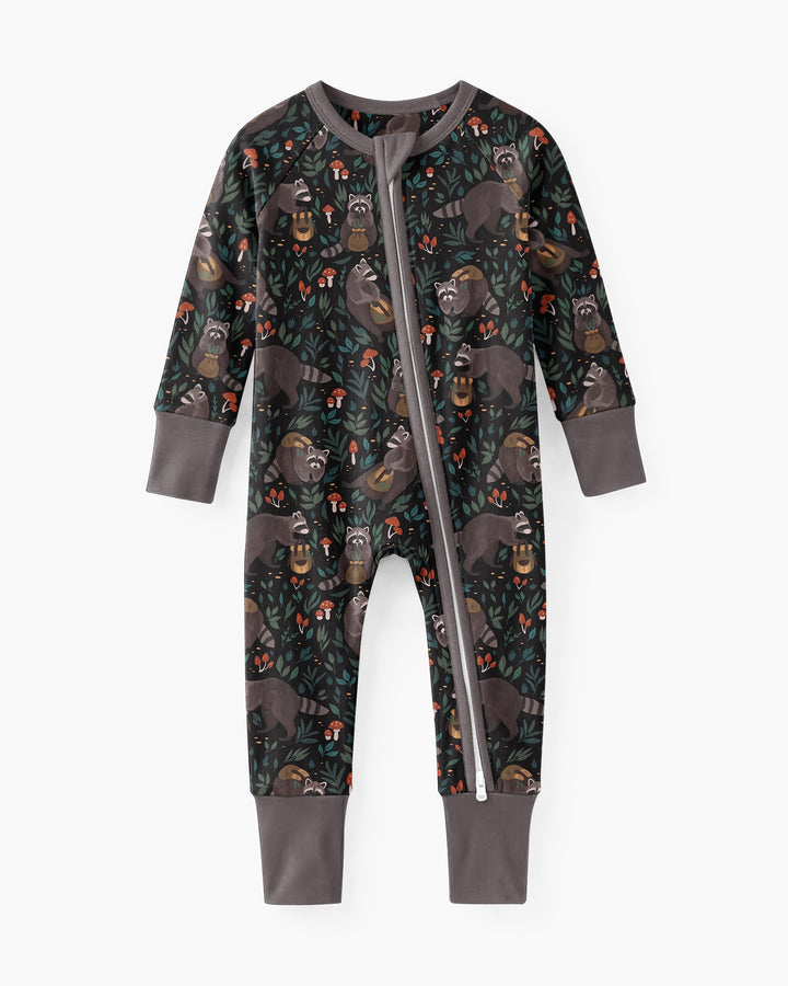 Raccoon And Whimsical Mushroom Bamboo Convertible Zippy