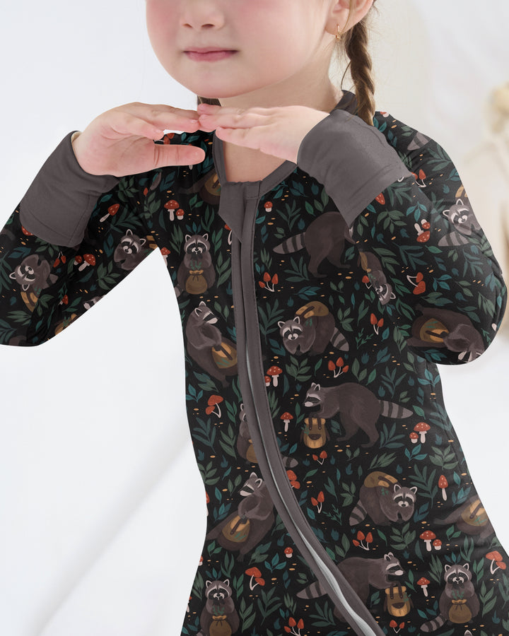 Raccoon And Whimsical Mushroom Bamboo Convertible Zippy