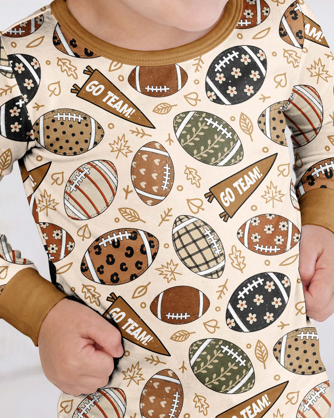 Football Fall Bamboo Two Piece Long Sleeve Pajama Set