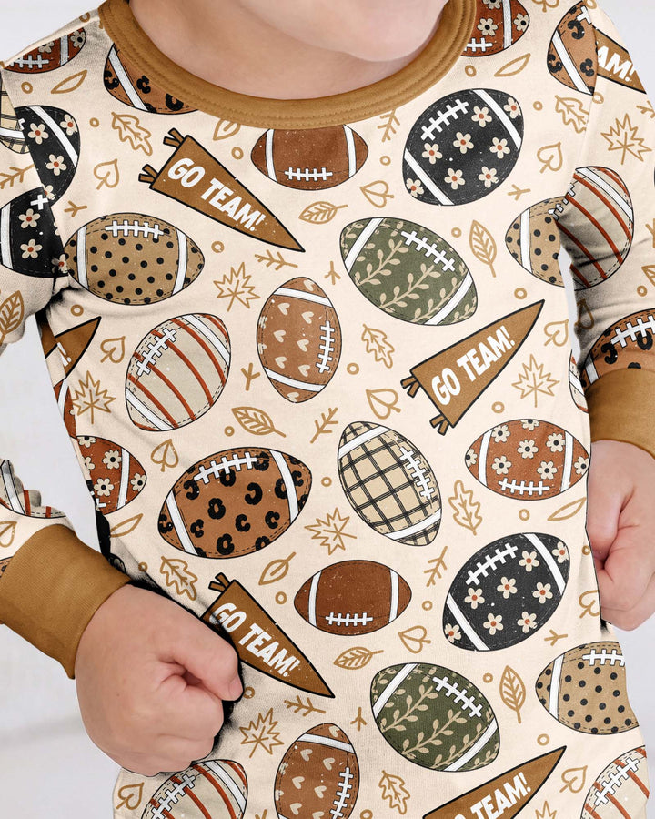 Football Fall Bamboo Two Piece Long Sleeve Pajama Set