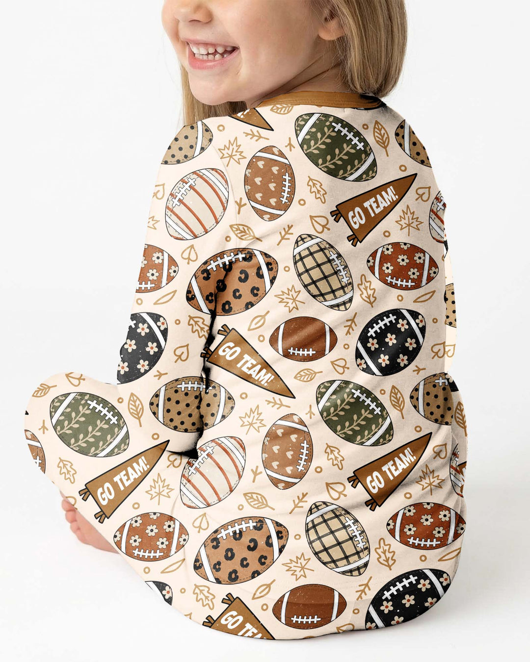 Football Fall Bamboo Two Piece Long Sleeve Pajama Set
