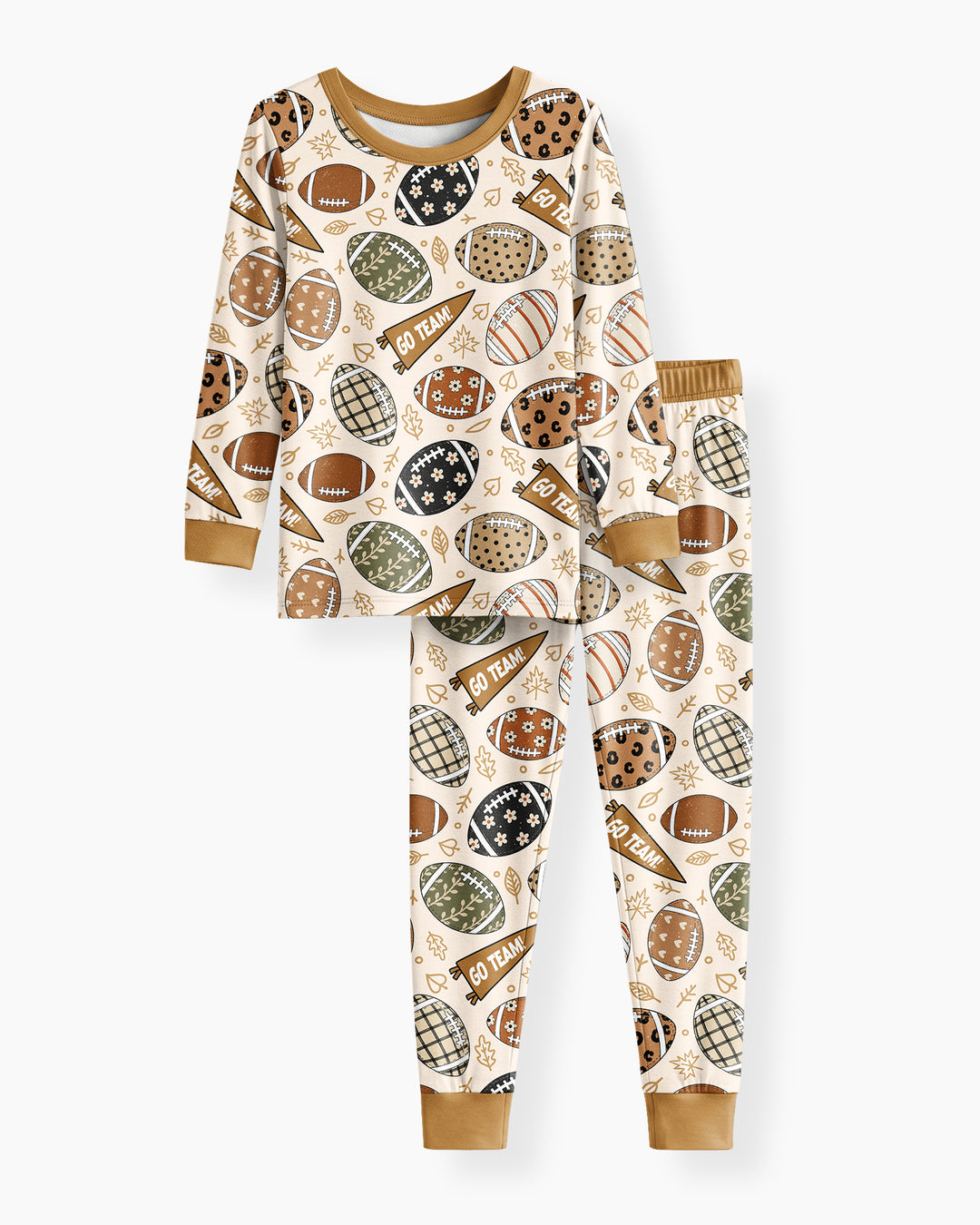 Football Fall Bamboo Two Piece Long Sleeve Pajama Set