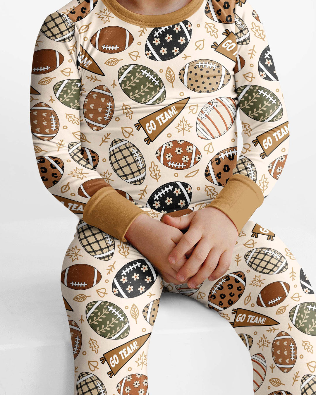Football Fall Bamboo Two Piece Long Sleeve Pajama Set