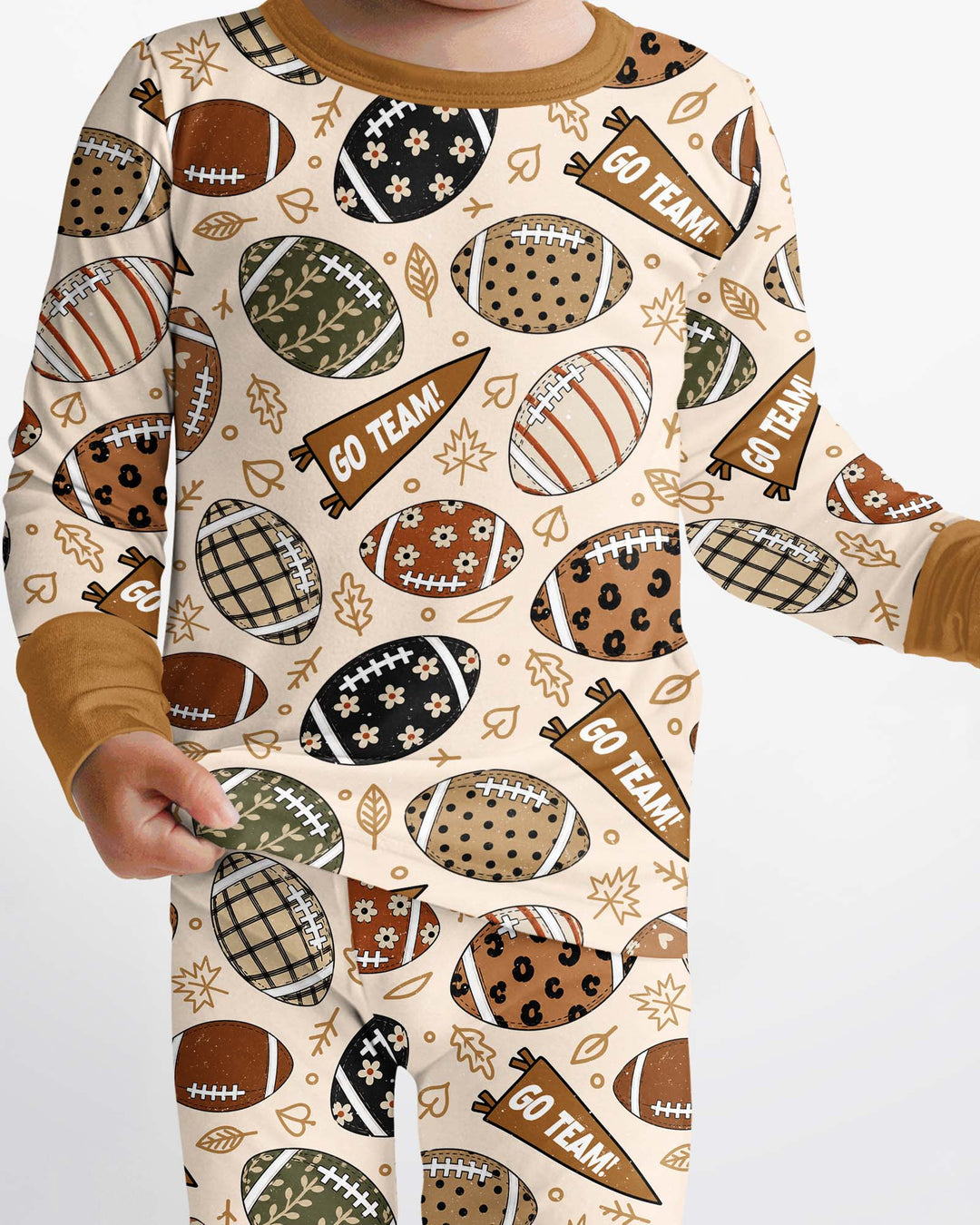 Football Fall Bamboo Two Piece Long Sleeve Pajama Set