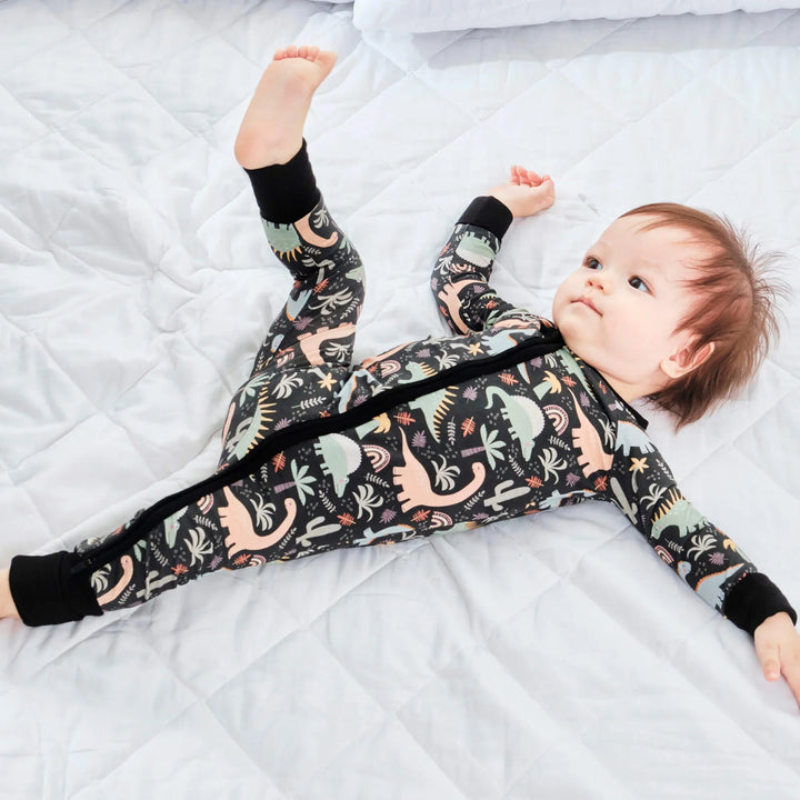 Navy Jurassic Jungle Convertible Zippered Romper - Zumbamboo