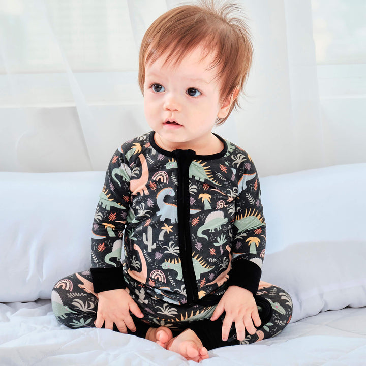 Navy Jurassic Jungle Convertible Zippered Romper - Zumbamboo