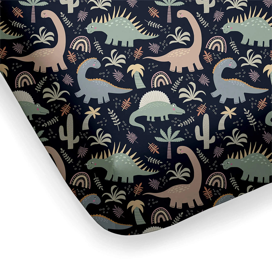 Navy Jurassic Jungle Fitted Crib Sheet - Zumbamboo