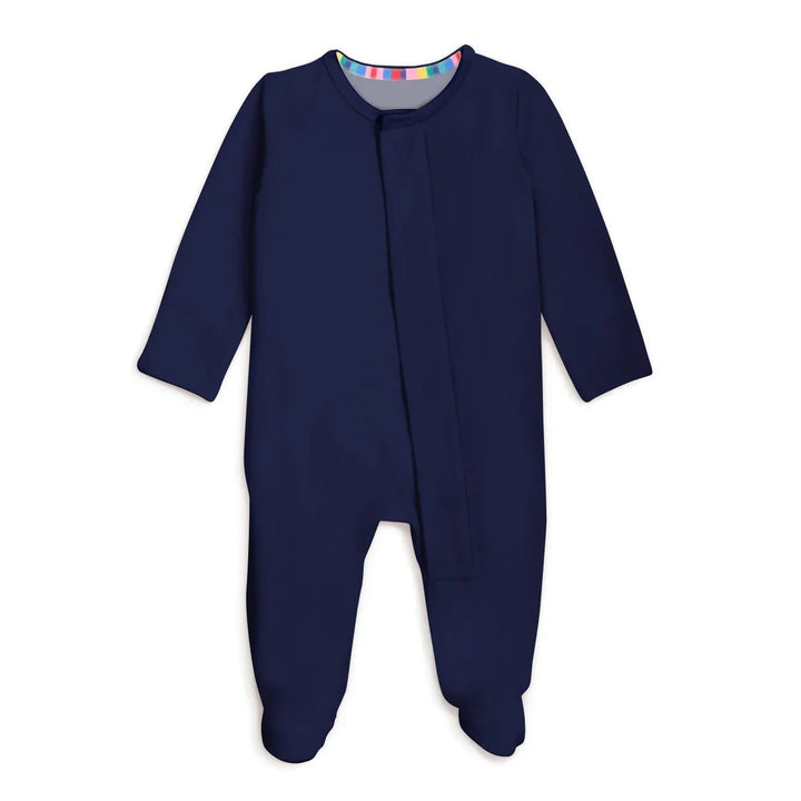 Navy Magnetic Footie Romper - Zumbamboo