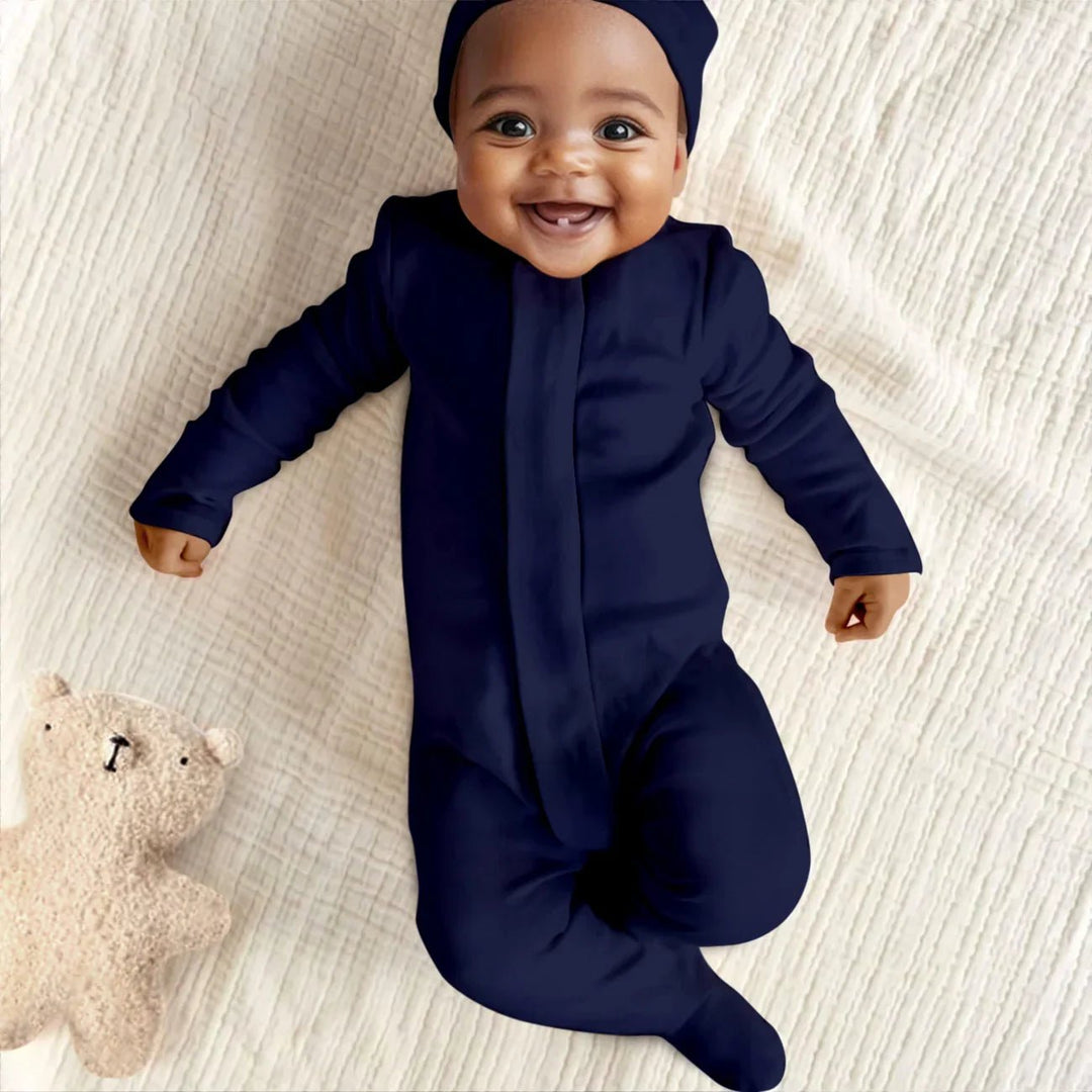 Navy Magnetic Footie Romper - Zumbamboo
