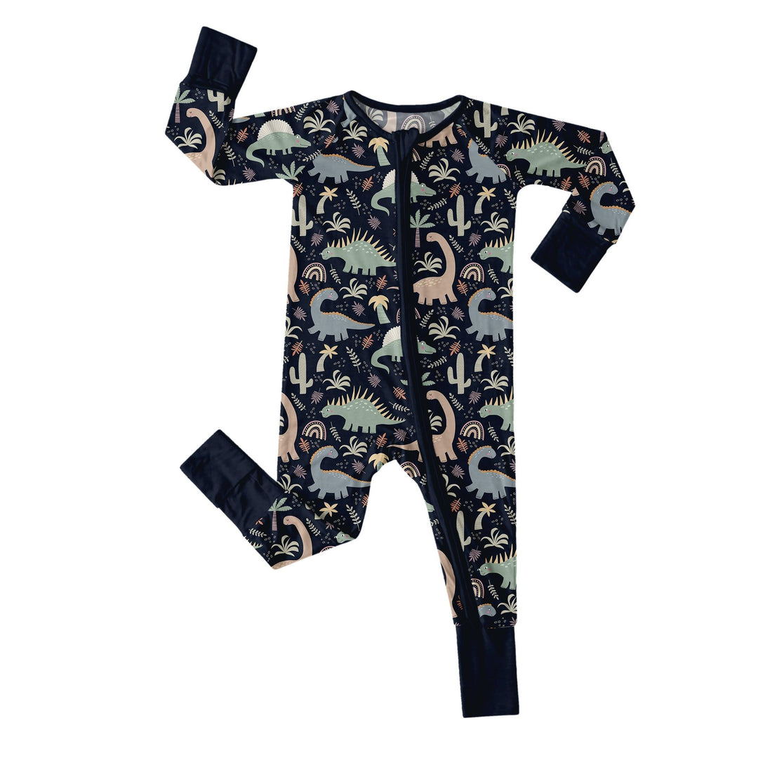 Navy Jurassic Jungle Convertible Zippered Romper