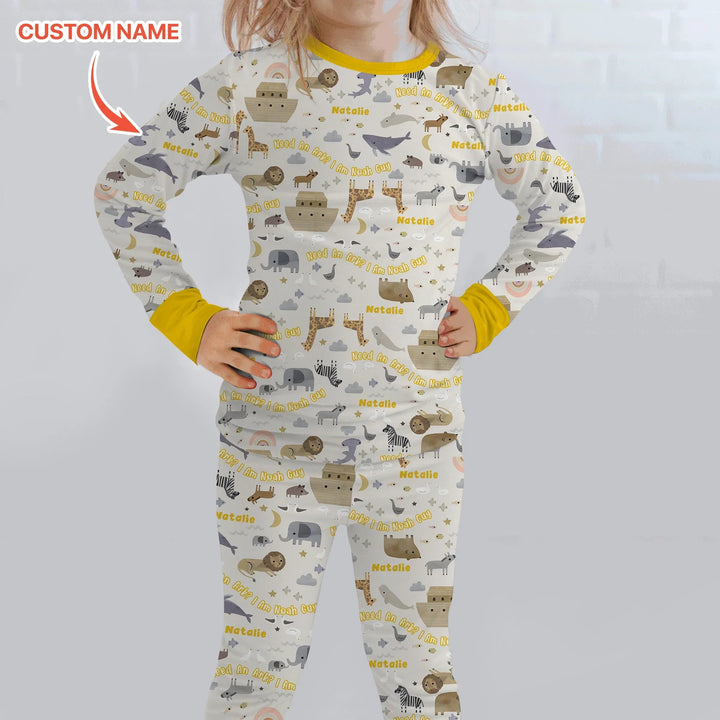 Need An Ark? I Noah Guy Custom Name Two Piece Long Sleeve Pajama Set - Zumbamboo