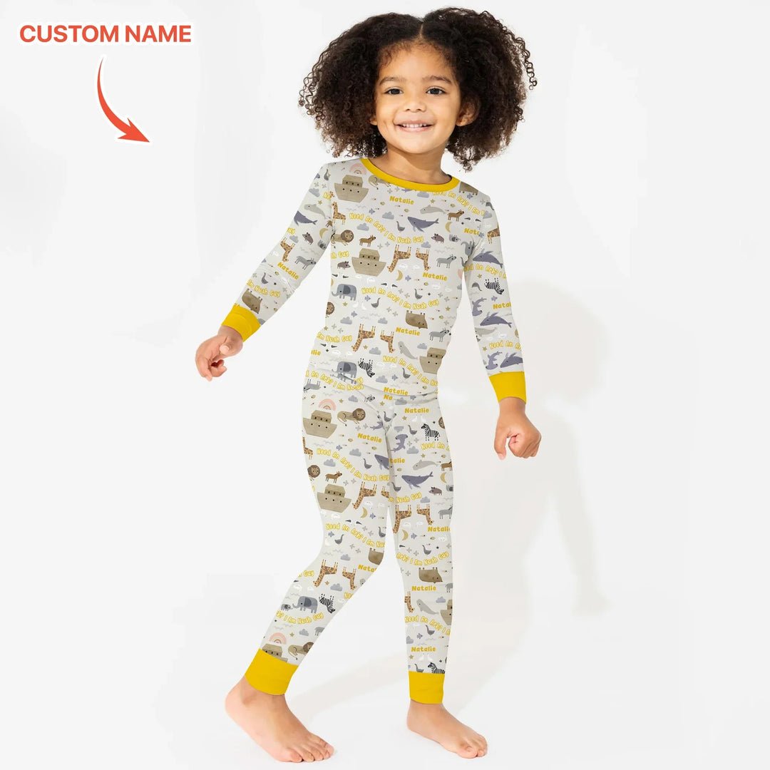 Need An Ark? I Noah Guy Custom Name Two Piece Long Sleeve Pajama Set - Zumbamboo