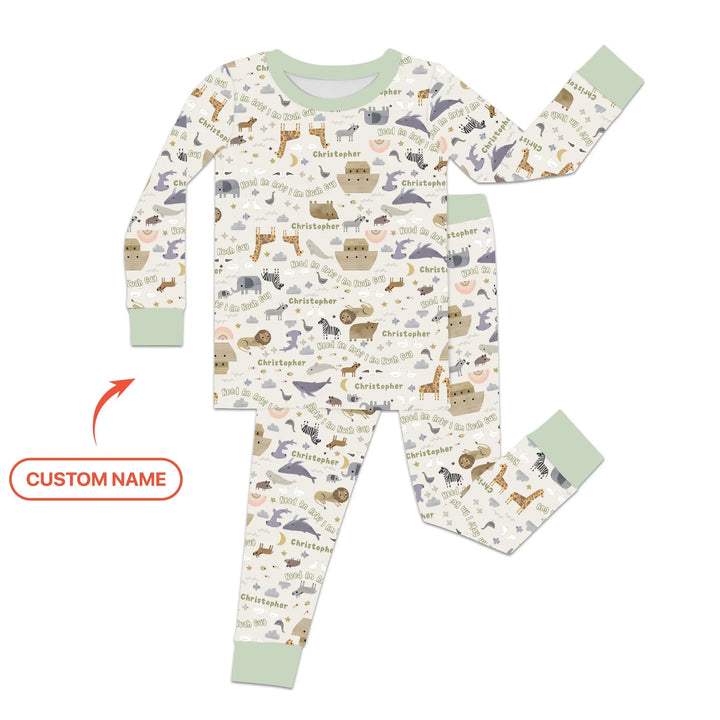 Need An Ark? I Noah Guy Custom Name Two Piece Long Sleeve Pajama Set - Zumbamboo