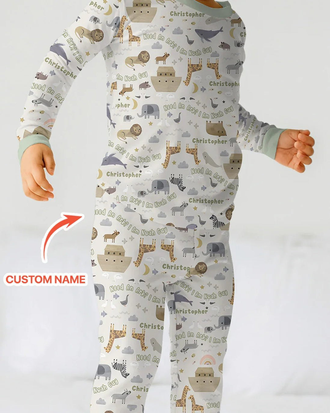 Need An Ark? I Noah Guy Custom Name Two Piece Long Sleeve Pajama Set - Zumbamboo