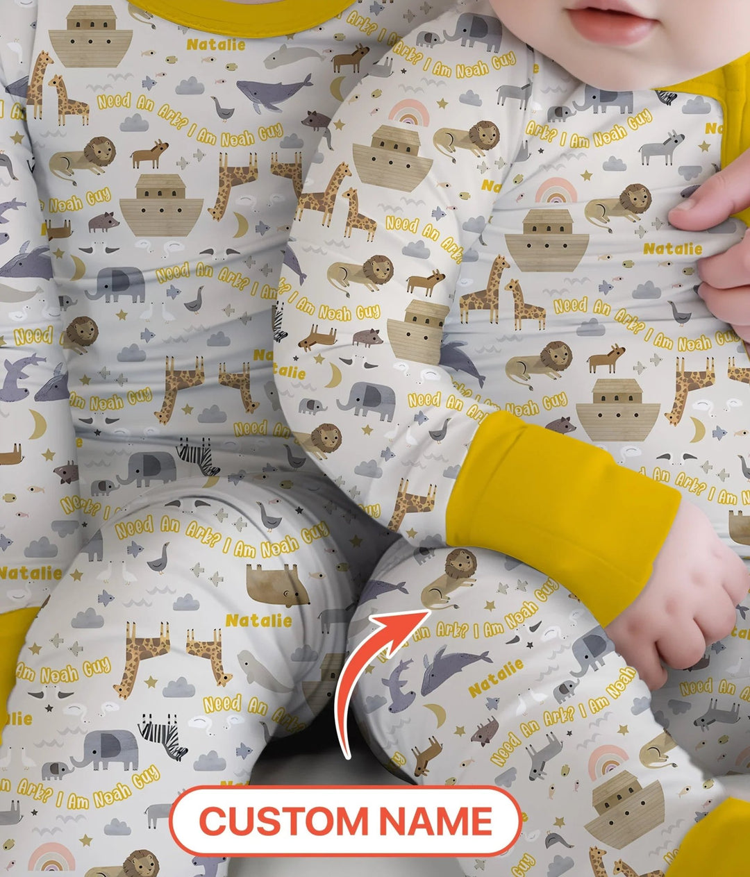 Need An Ark? I Noah Guy Custom Name Two Piece Long Sleeve Pajama Set - Zumbamboo