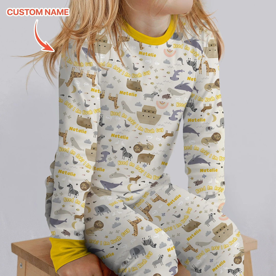 Need An Ark? I Noah Guy Custom Name Two Piece Long Sleeve Pajama Set - Zumbamboo