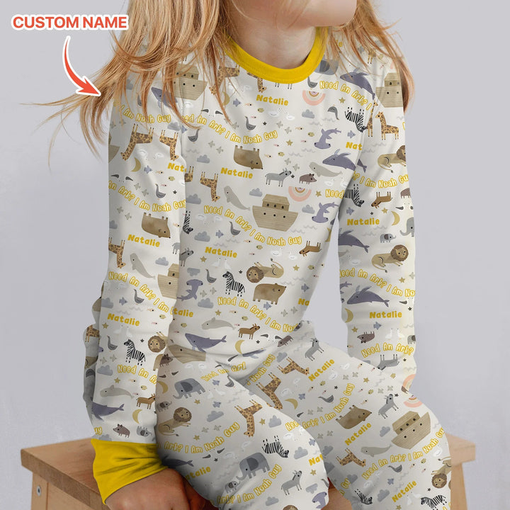 Need An Ark? I Noah Guy Custom Name Two Piece Long Sleeve Pajama Set - Zumbamboo