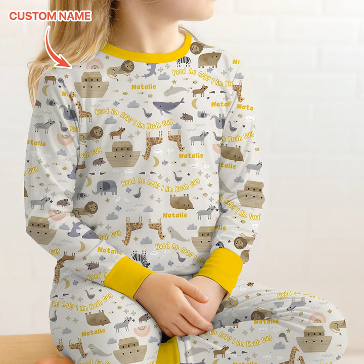 Need An Ark? I Noah Guy Custom Name Two Piece Long Sleeve Pajama Set - Zumbamboo