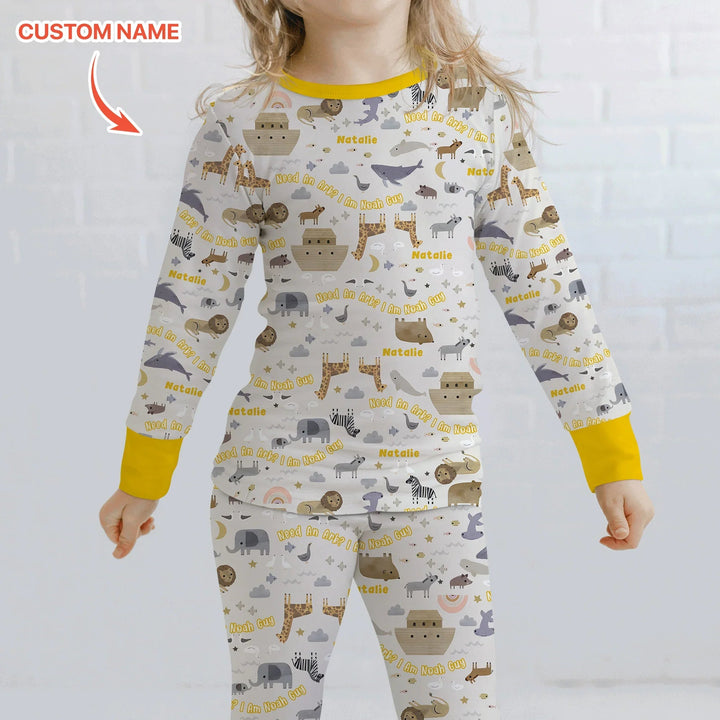 Need An Ark? I Noah Guy Custom Name Two Piece Long Sleeve Pajama Set - Zumbamboo