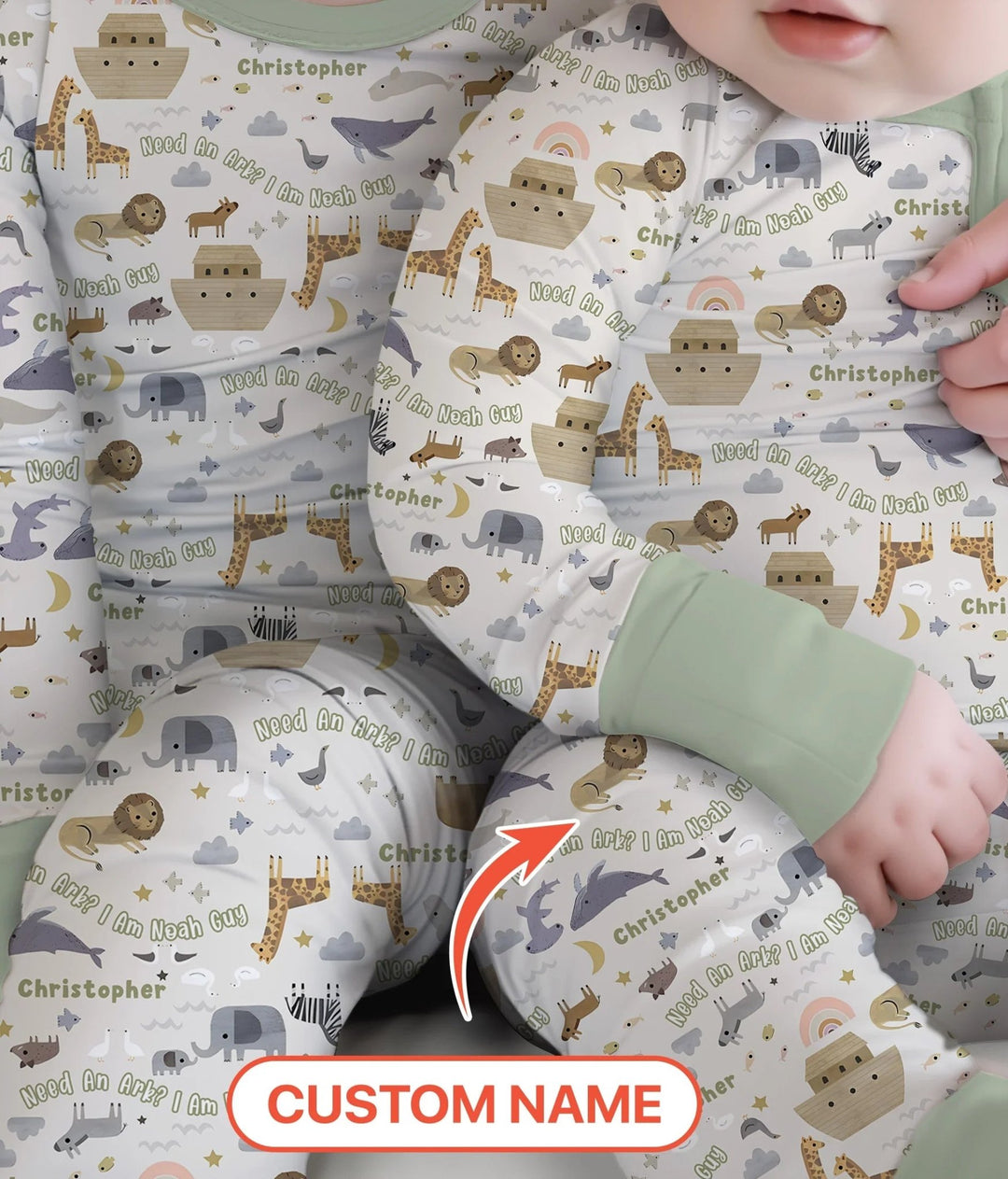 Need An Ark? I Noah Guy Custom Name Two Piece Long Sleeve Pajama Set - Zumbamboo
