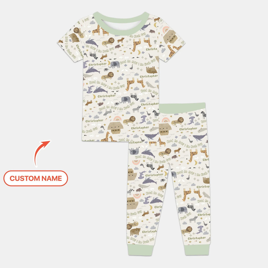 Need An Ark? I Noah Guy Custom Name Two Piece Short Sleeve Pajama Set - Zumbamboo