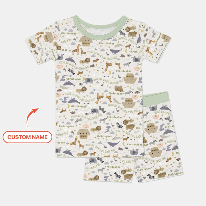 Need An Ark? I Noah Guy Custom Name Two Piece Short Sleeve Shorts Pajama Set - Zumbamboo