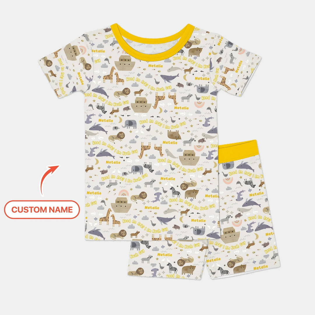 Need An Ark? I Noah Guy Custom Name Two Piece Short Sleeve Shorts Pajama Set - Zumbamboo