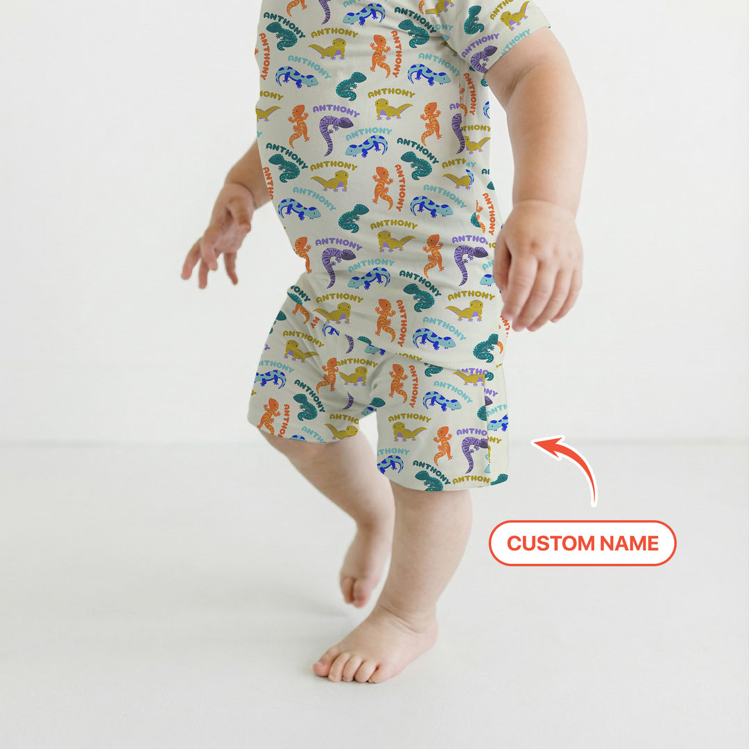 Custom Name Little Salamander Two Piece Short Sleeve Shorts Pajama Set