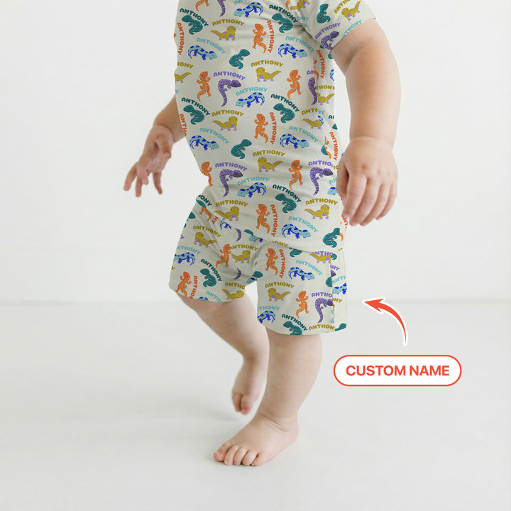 Custom Name Little Salamander Two Piece Short Sleeve Shorts Pajama Set