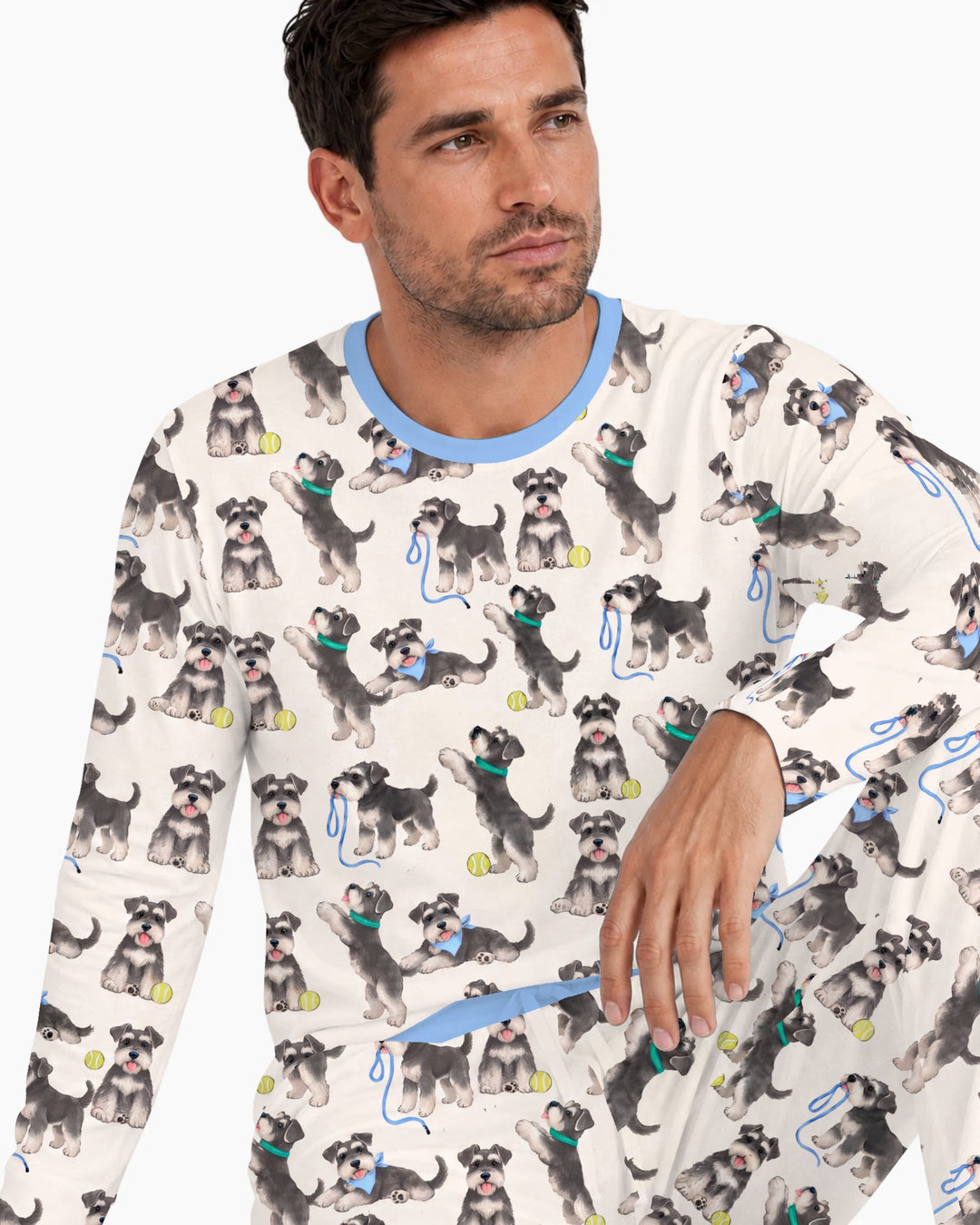 Playful Schnauzer Puppies Bamboo Men's Pajama Set