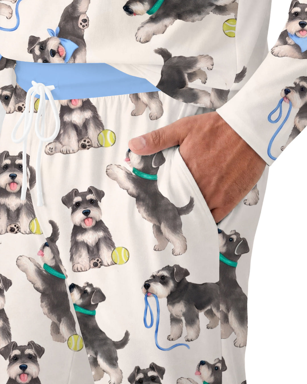 Playful Schnauzer Puppies Bamboo Men's Pajama Set