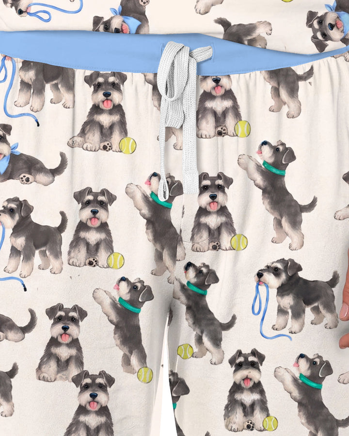 Playful Schnauzer Puppies Bamboo Men's Pajama Set