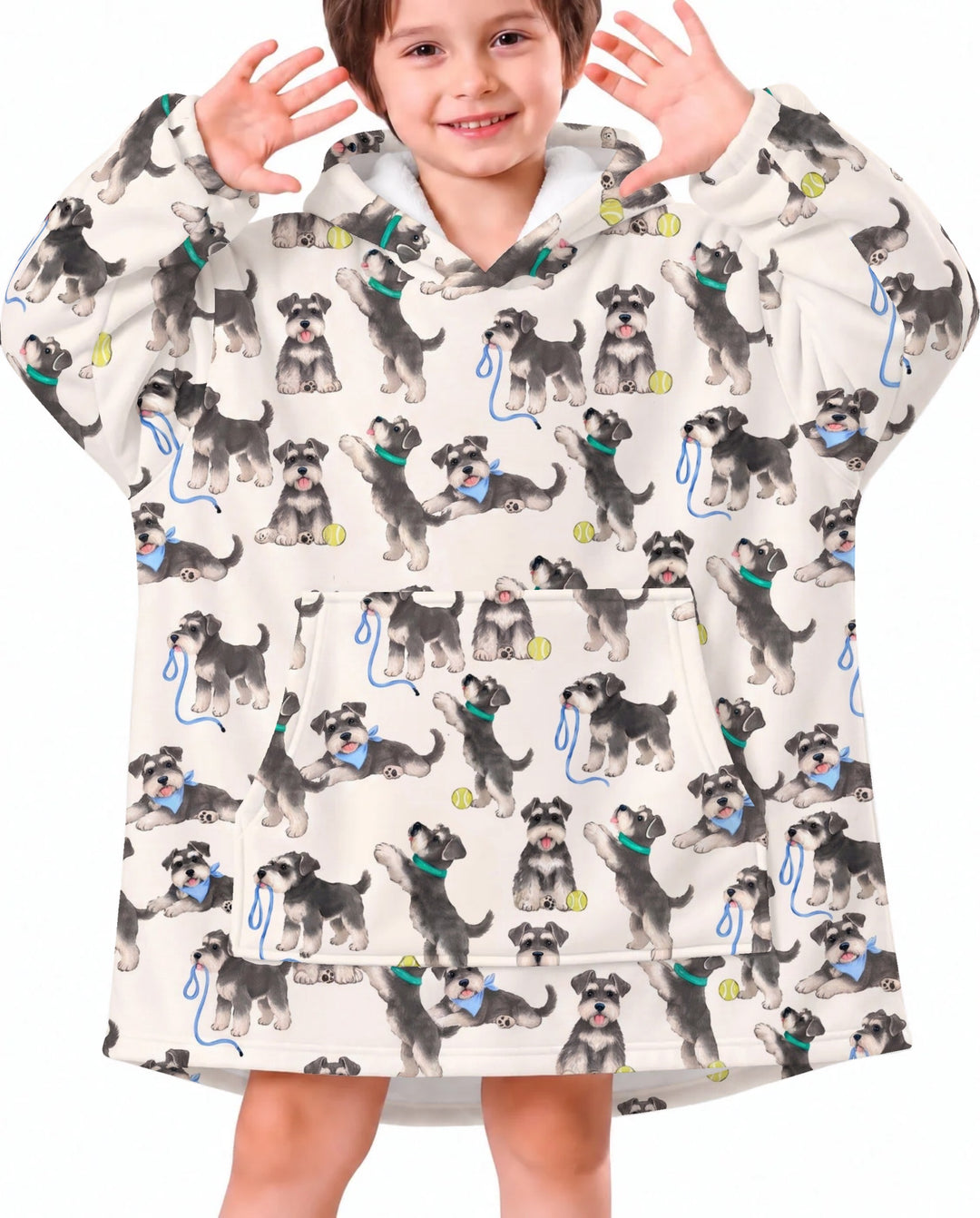 Playful Schnauzer Puppies Bamboo Blanket Hoodie