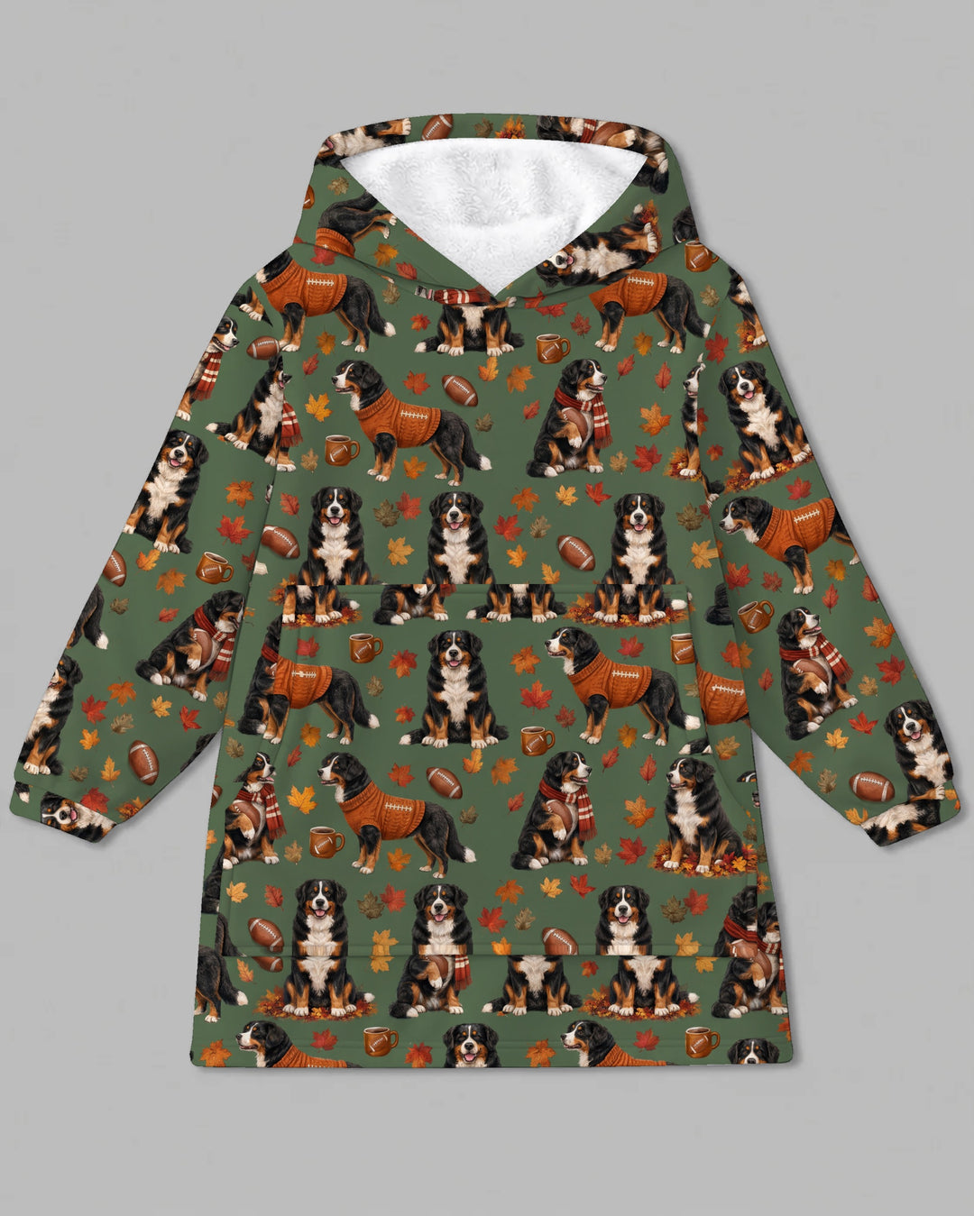 Fall Football Bernese Dogs Bamboo Blanket Hoodie
