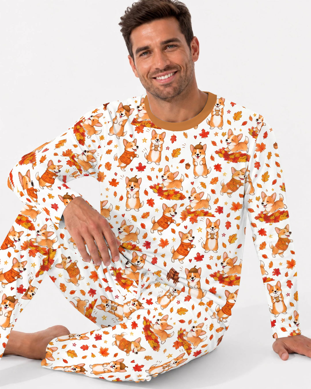 Happy Fall Corgis Bamboo Men's Pajama Set